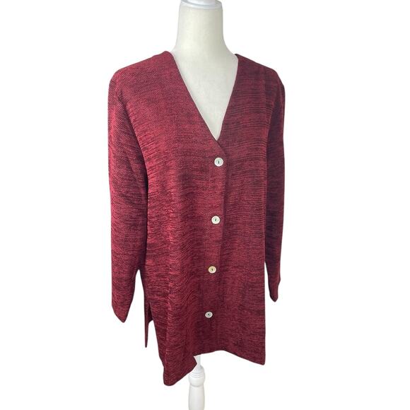 Kathleen Sommers Rayon Chenille Button Front Tunic Top Sz Large Lagenlook Artsy - Picture 4 of 12